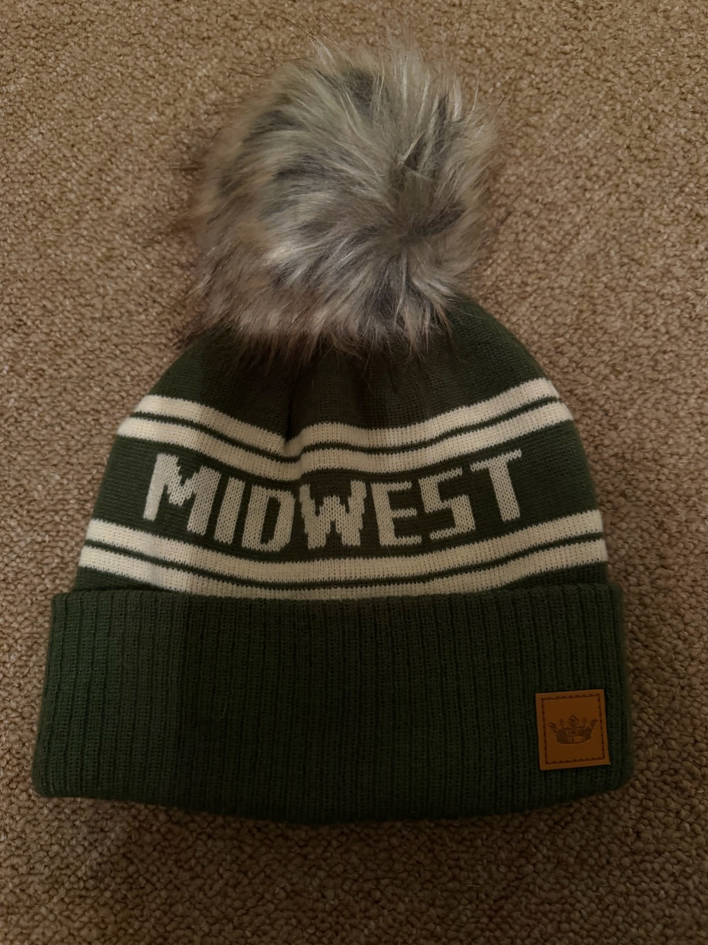 Midwest Knit Pom Beanie - Olive Green